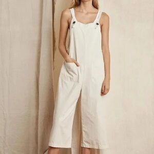 Velvet by Graham & Spencer Brianna Cotton Canvas Overalls Bone Ivory Ecru Medium